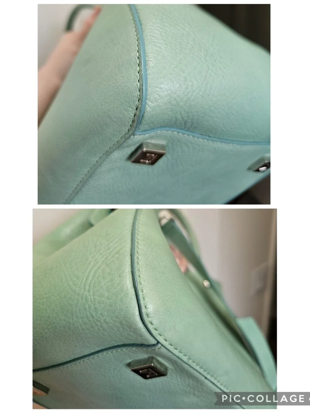 Massaccesi Mint Green Handmade Vachetta Leather Charlotte Satchel GUC